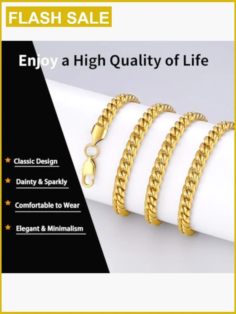 Stainless Steel Cuban Link Chain Necklace 18-26 Inch